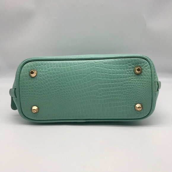 WKND WYFR  Aquamarine Croc Embossed Leather Convertible Satchel - Picture 5 of 11